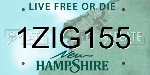 1ZIG155 New Hampshire License Plate