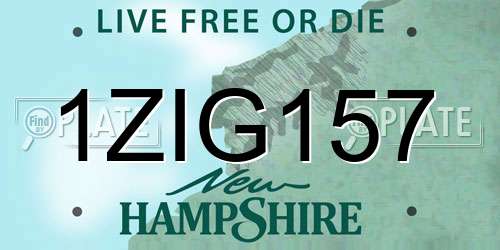 1ZIG157 New Hampshire License Plate