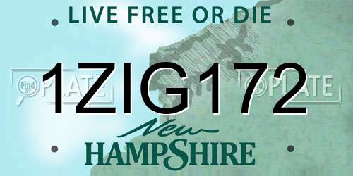 1ZIG172 New Hampshire License Plate
