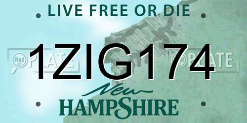 1ZIG174 New Hampshire License Plate