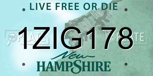 1ZIG178 New Hampshire License Plate
