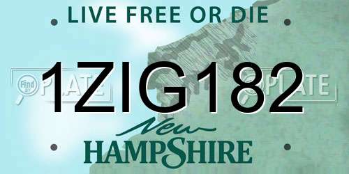1ZIG182 New Hampshire License Plate