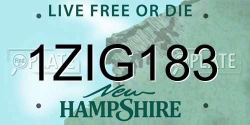1ZIG183 New Hampshire License Plate
