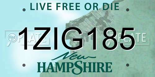 1ZIG185 New Hampshire License Plate