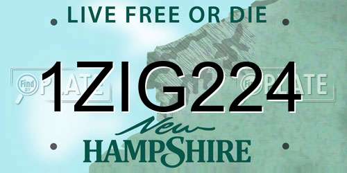 1ZIG224 New Hampshire License Plate