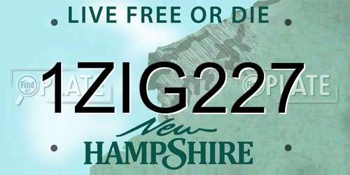 1ZIG227 New Hampshire License Plate