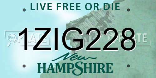 1ZIG228 New Hampshire License Plate