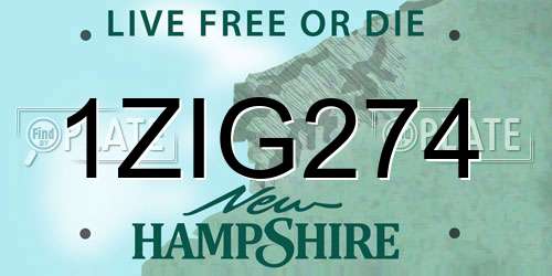 1ZIG274 New Hampshire License Plate