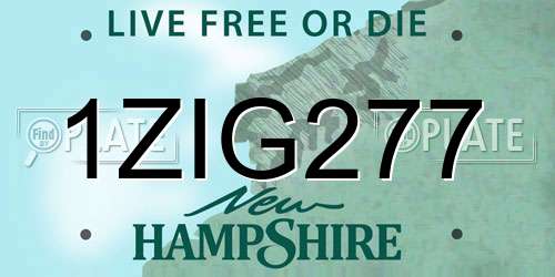 1ZIG277 New Hampshire License Plate