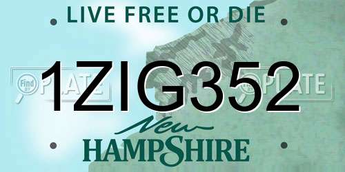 1ZIG352 New Hampshire License Plate