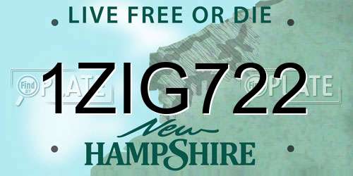 1ZIG722 New Hampshire License Plate