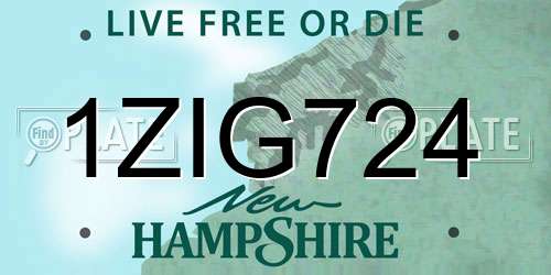 1ZIG724 New Hampshire License Plate
