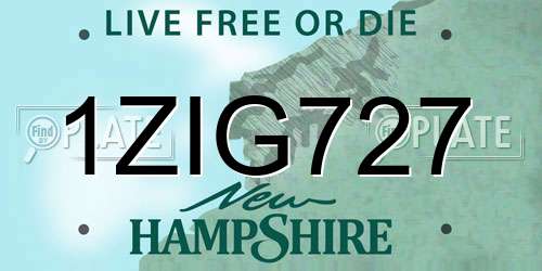 1ZIG727 New Hampshire License Plate
