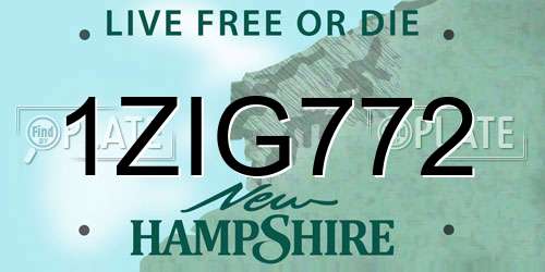 1ZIG772 New Hampshire License Plate