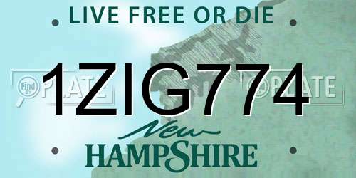 1ZIG774 New Hampshire License Plate