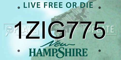 1ZIG775 New Hampshire License Plate