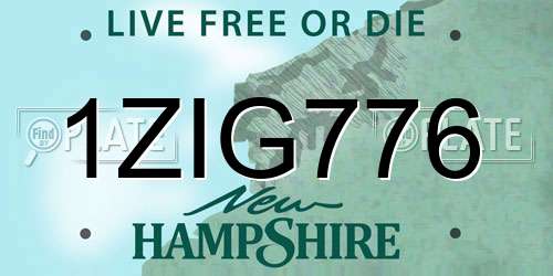 1ZIG776 New Hampshire License Plate