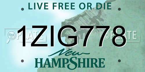 1ZIG778 New Hampshire License Plate