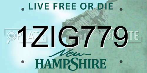 1ZIG779 New Hampshire License Plate