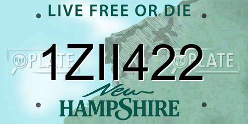 1ZII422 New Hampshire License Plate