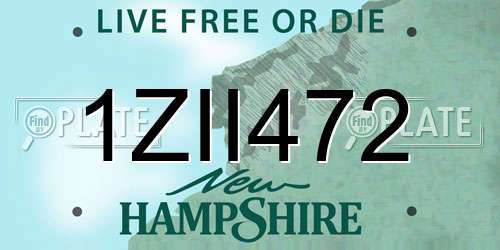 1ZII472 New Hampshire License Plate