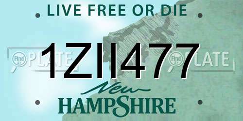 1ZII477 New Hampshire License Plate