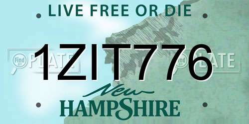 1ZIT776 New Hampshire License Plate