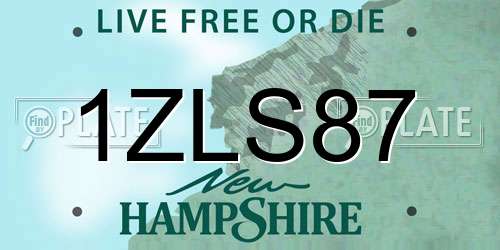 1ZLS87 New Hampshire License Plate