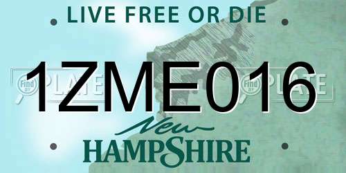 1ZME016 New Hampshire License Plate