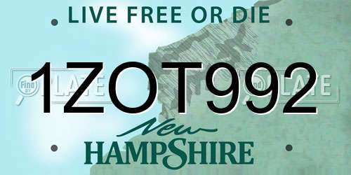 1ZOT992 New Hampshire License Plate