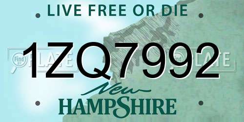1ZQ7992 New Hampshire License Plate