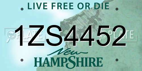 1ZS4452 New Hampshire License Plate