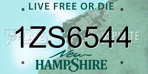 1ZS6544 New Hampshire License Plate