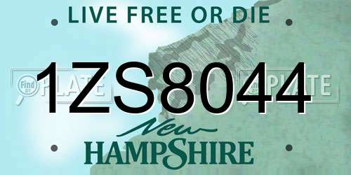 1ZS8044 New Hampshire License Plate