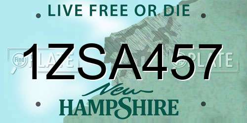 1ZSA457 New Hampshire License Plate