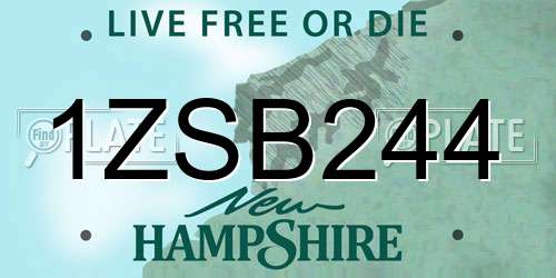 1ZSB244 New Hampshire License Plate