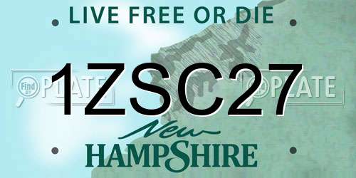1ZSC27 New Hampshire License Plate