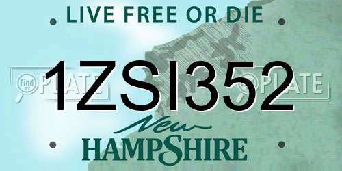 1ZSI352 New Hampshire License Plate