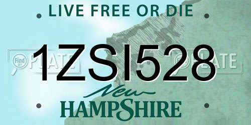 1ZSI528 New Hampshire License Plate
