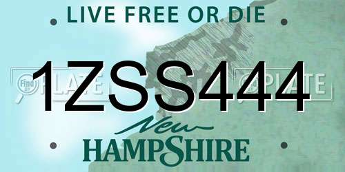 1ZSS444 New Hampshire License Plate