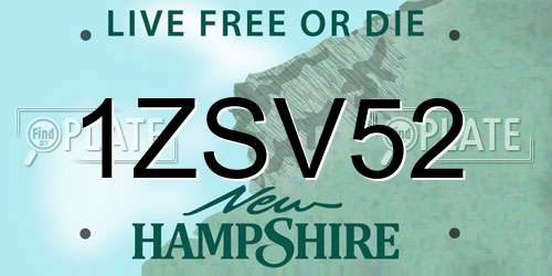1ZSV52 New Hampshire License Plate