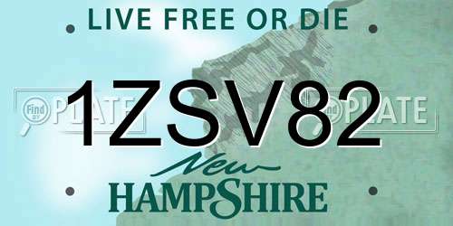 1ZSV82 New Hampshire License Plate