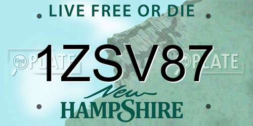 1ZSV87 New Hampshire License Plate