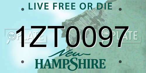 1ZT0097 New Hampshire License Plate