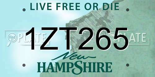 1ZT265 New Hampshire License Plate
