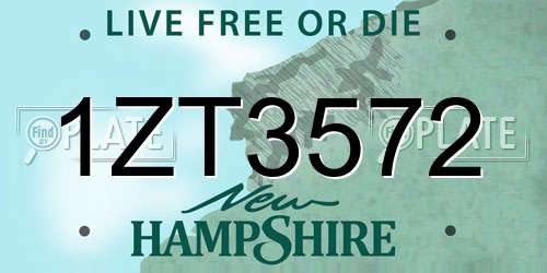 1ZT3572 New Hampshire License Plate