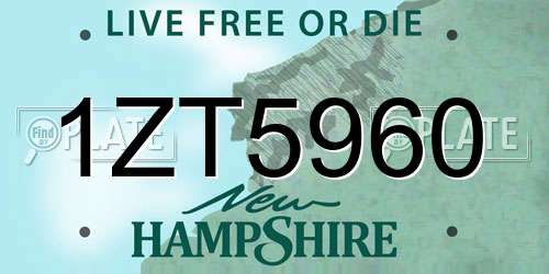 1ZT5960 New Hampshire License Plate