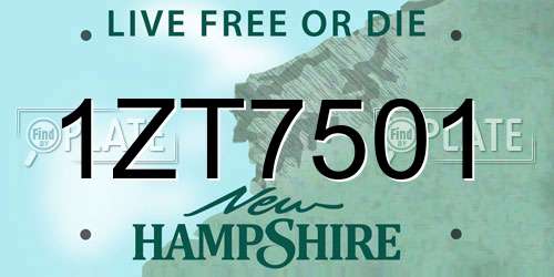 1ZT7501 New Hampshire License Plate