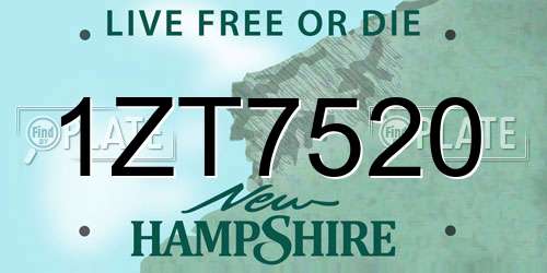 1ZT7520 New Hampshire License Plate