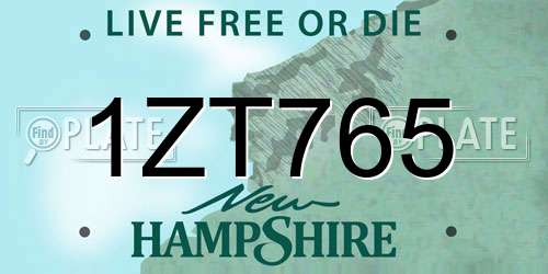 1ZT765 New Hampshire License Plate